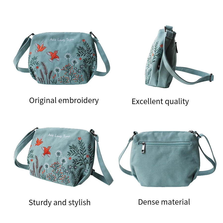  Flower Princess Orignal Design Women's Bag with Embroidery Canvas Girls Shoulder Bags Female Crossb - 32814355815