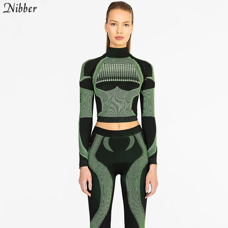 Nibber النساء الأزياء اللياقة البدنية الرياضية 2019 جديد الأزرق الأخضر نشط ارتداء سيدة مرونة عالية الخصر طماق 3D طباعة مخطط تتسابق