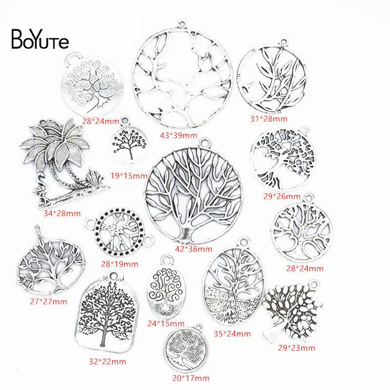 BoYuTe Factory Direct Wholesale Mix 15 Styles Tibetan Silver Tree Life Pendant Diy Metal Alloy Jewelry Accessories (2)
