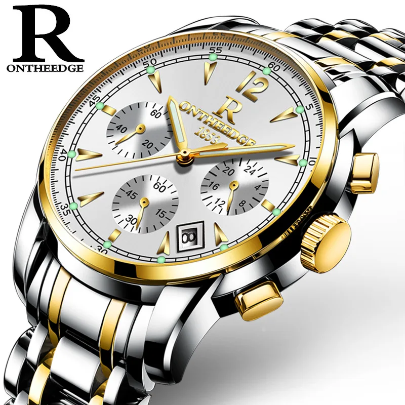 

Montre Homme Men Multi-Function Luxury Quartz Watches Mens Stainless Steel Black Silver Blue Waterproof Luminous Calendar Watch