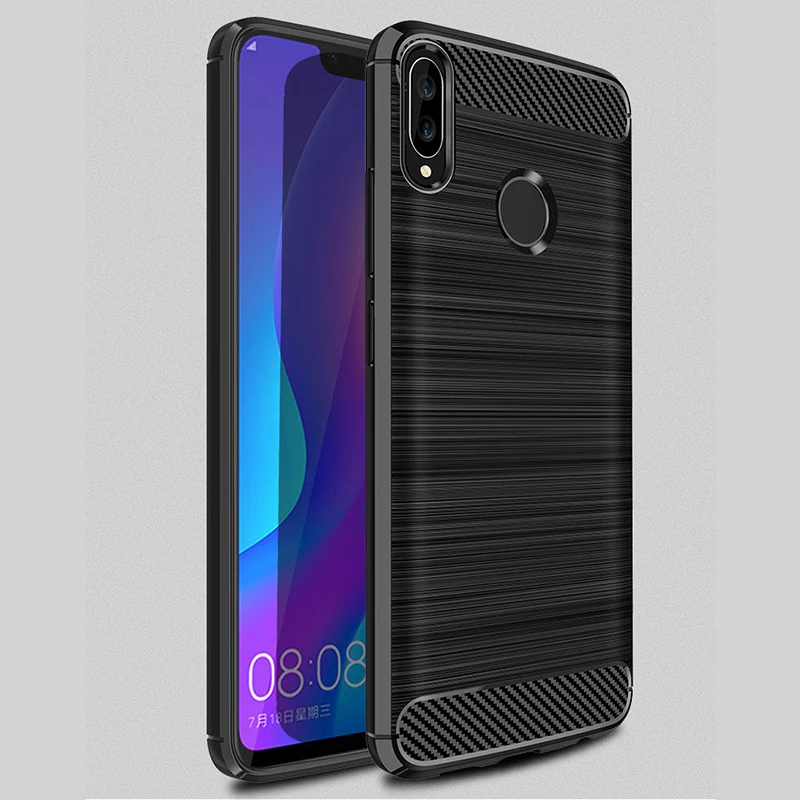 Чехол из углеродного волокна для huawei P Smart Plus силиконовый чехол мягкая задняя