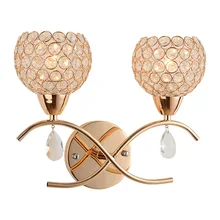 Современные вверх Кристалл 2 головы золотой Спальня бра коридор тумбы балкон прихожая зеркало передняя настенное бра