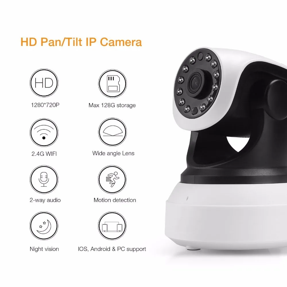 Беспроводная Wi Fi камера безопасности 1080p HD панорамная Регулируемая IP сетевая веб