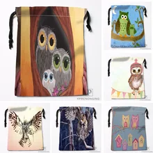 Пользовательские мультфильм сова с домиком мешки Drawstring печати Путешествия хранения мини-сумка Плавание Пеший Туризм игрушки мешок Размеры 18x22 см#180412-11-90