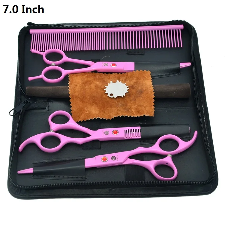 Purple Dragon 7.0" Professional Pet Scissors for Dog Grooming Japanese 440c Animal Straight& Thinning& Curved Shears LZS0377 - Цвет: LZS0359 Set