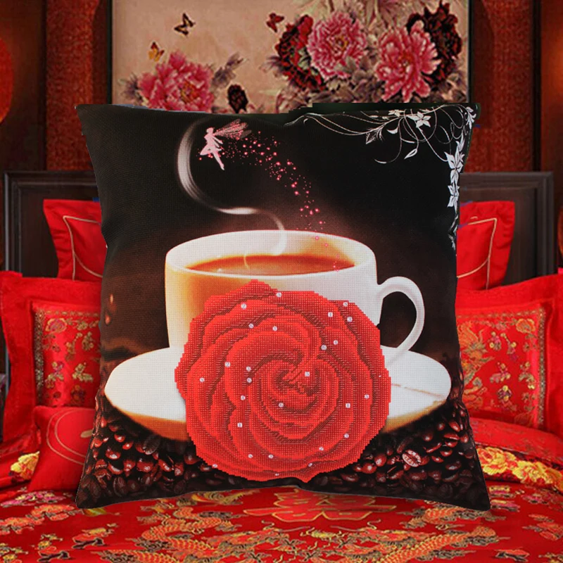 

Cross stitch pillow kit embroidery needlework sets Diy printed 5D cross stitch pillow kits patterns paintings accessories fabric