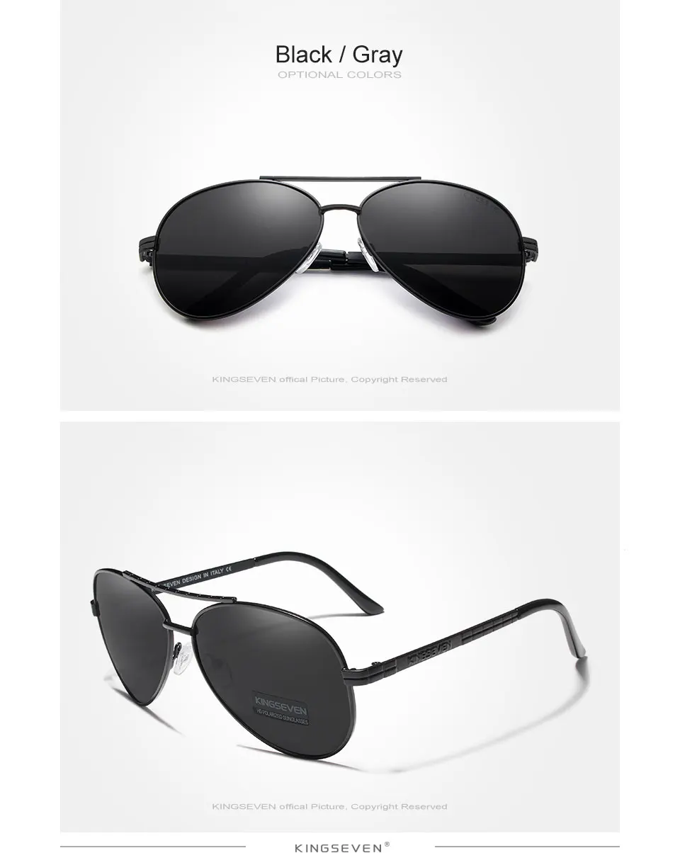 KINGSEVEN New Aviator Polarized Sunglasses Alloy Frame Eyewear