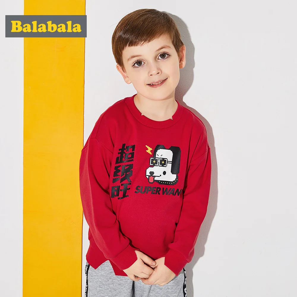 

Balabala Toddler Boy Printed Sweatshirt with Slits at Neckline and Hem Children Kids Cotton Sweatshirt with Dropped Shoulder