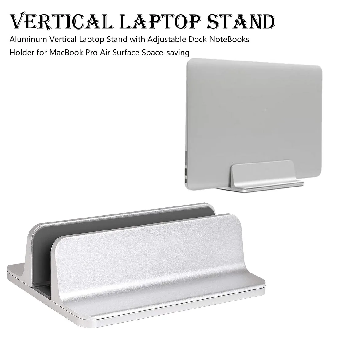 Алюминиевая вертикальная подставка для ноутбука с вертикальным охлаждением Регулируемый базовый размер для Macbook Air Pro 13 15