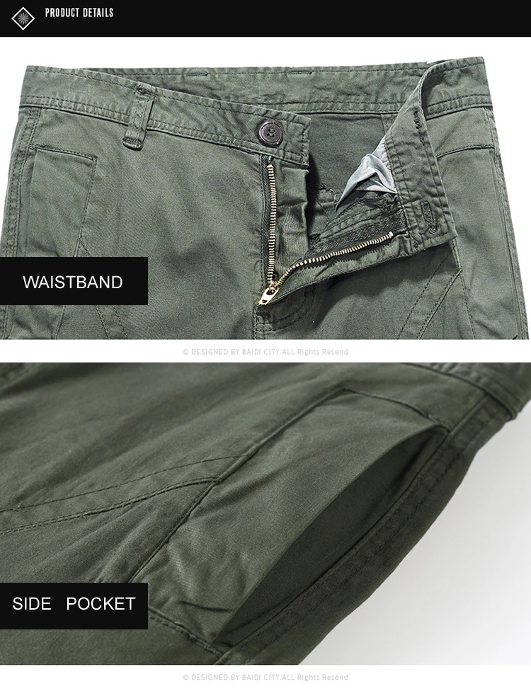 Summer New Loose Cotton Bermuda Masculina Good Quality Multi Pockets Pantalones Corto Hombre