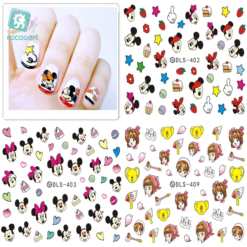 

DLS403-420 Fashion Nails Small Water Transfer Foils Nail Art Sticker Cartoon Harajuku Christmas Fox Frog Decal Nail Decoration