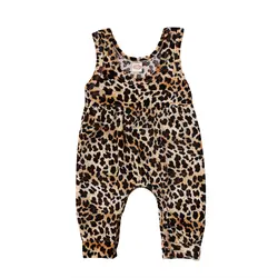 Для новорожденных Обувь для девочек леопардовые шаровары комбинезон летняя одежда без рукавов штаны свободного кроя