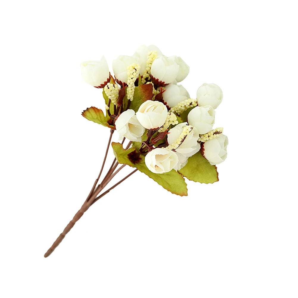 Silk Artificial Roses Flower Bouquet Fake Buds Flowers for Home Party Wedding Decoration Floral Garden Balcony Decor|Искусственные и