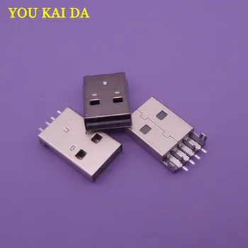 

10-1000pcs/lot micro DIY USB 2.0 A Male Connector Plug 4Pin A Type Female Socket black 4 pin charging port for Data Transmission