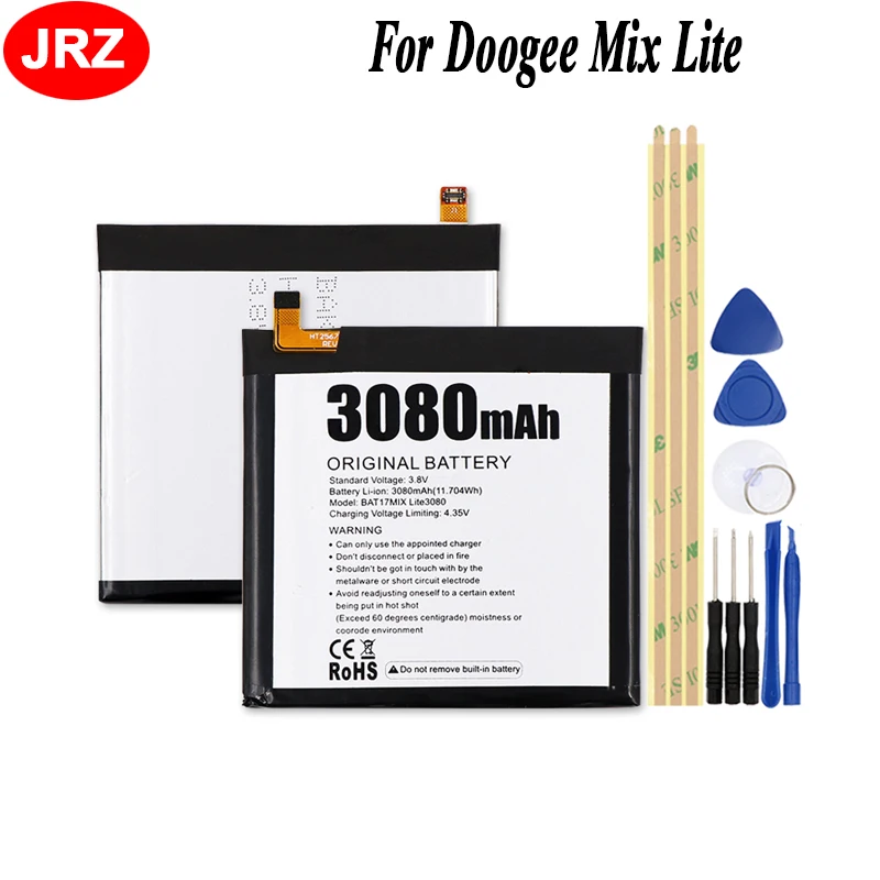 JRZ For Doogee Mix Lite Phone Battery 3080mAh Hight Capacity 3.8V Top Quality Replacement MT6737+tools | Мобильные телефоны и