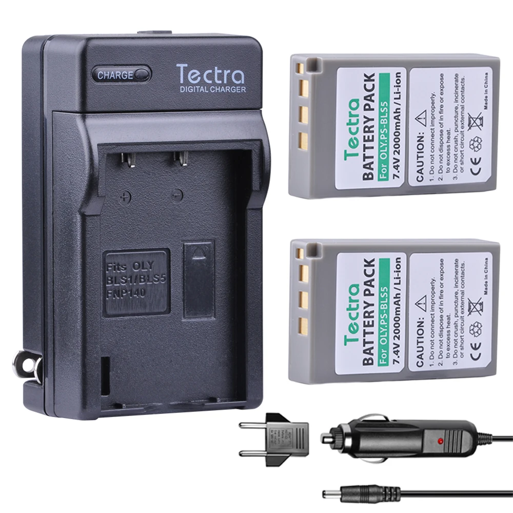 Tectra 2 шт. PS-BLS5 PS-BLS50 литиево-ионный аккумулятор+ цифровой Зарядка для Olympus E450 E600 E620 EP1 EP2 EP3 EPL1 EPL2 EPL3 EPM2 EPL5 EPL6