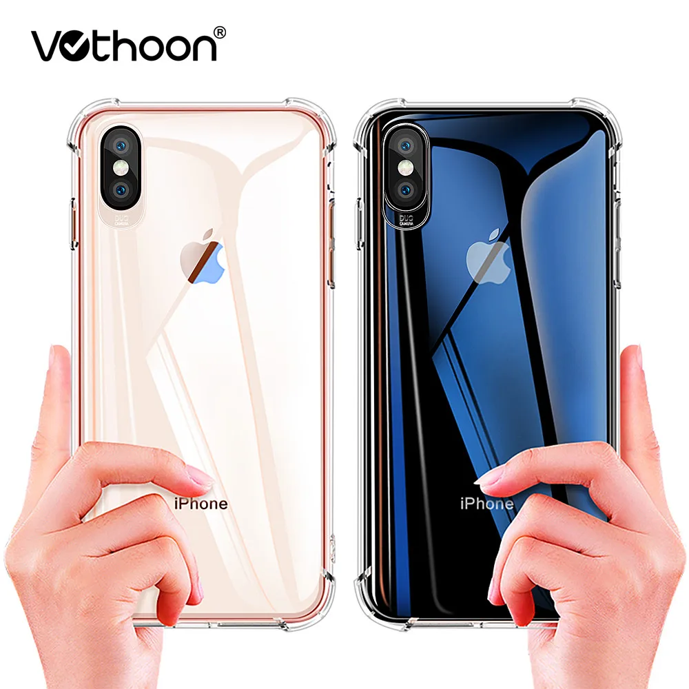 

Vothoon Shockproof Clear Case For iphone Xs Max Xr 8 7 6s Plus 5s Soft Transparent Clear TPU Back Cover Case
