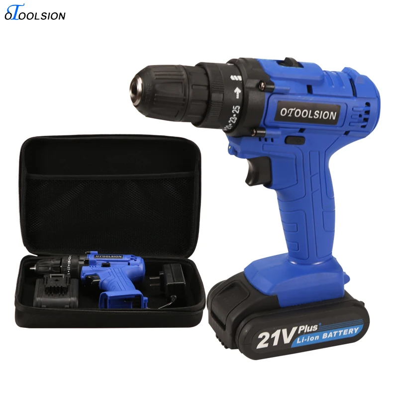 

New 21V Plus Electric Tools 45n.m Screwdriver Electric Driver Drill 1.5 Ah Cordless Tool+Woven Bag For Drilling In Steel Wood