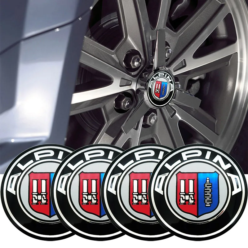 

4pcs/sets 56.5mm Aluminum Car Wheel Center Hub Caps Sticker For BMW ALPINA Logo E46 E39 E90 E60 E36 F30 X5 E53 F10