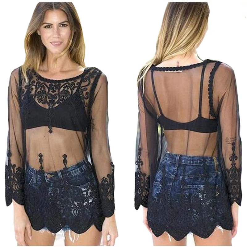 

2017 Tops Hot Summer New Europe Sexy Net Yarn Perspective T-shirts for Women Casual Loose Thin Short Female Transparent S-XXXL