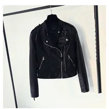 2018 Autumn Women Faux Leather Coat Zipper Motorcycle Pu Leather Jackets font b Moto b font