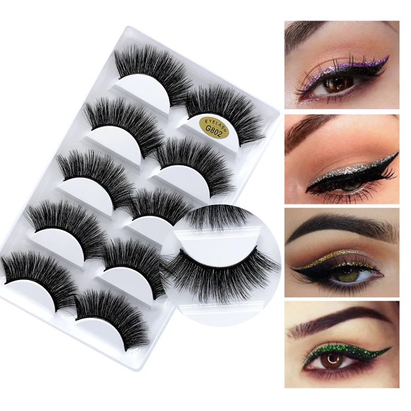 

Mangodot 5 pairs mink eyelashes 1box thick 3d mink lashes natural long makeup false eyelashes handmade eyelash extension cilios