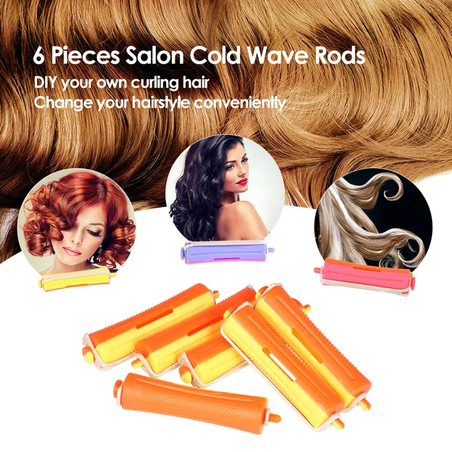 6 Pieces Salon Cold Wave Rods Hair Roller With Rubber Band Curling 6 Pieces Salon Cold Wave Rods Hair Roller With Rubber Band Curling Curler Perms Hairdressing Styling