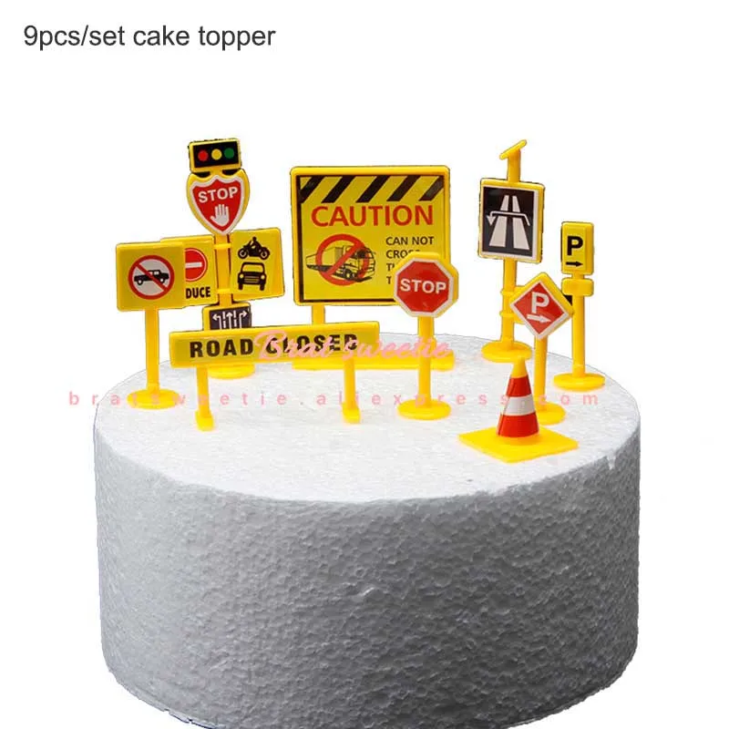 9pc set car topper Строительных машин вечерние одноразовая посуда тарелка скатерть чашки экскаватор шар экскаватор на день рождения украшения, товары для вечеринки - Цвет: 9pc set car topper