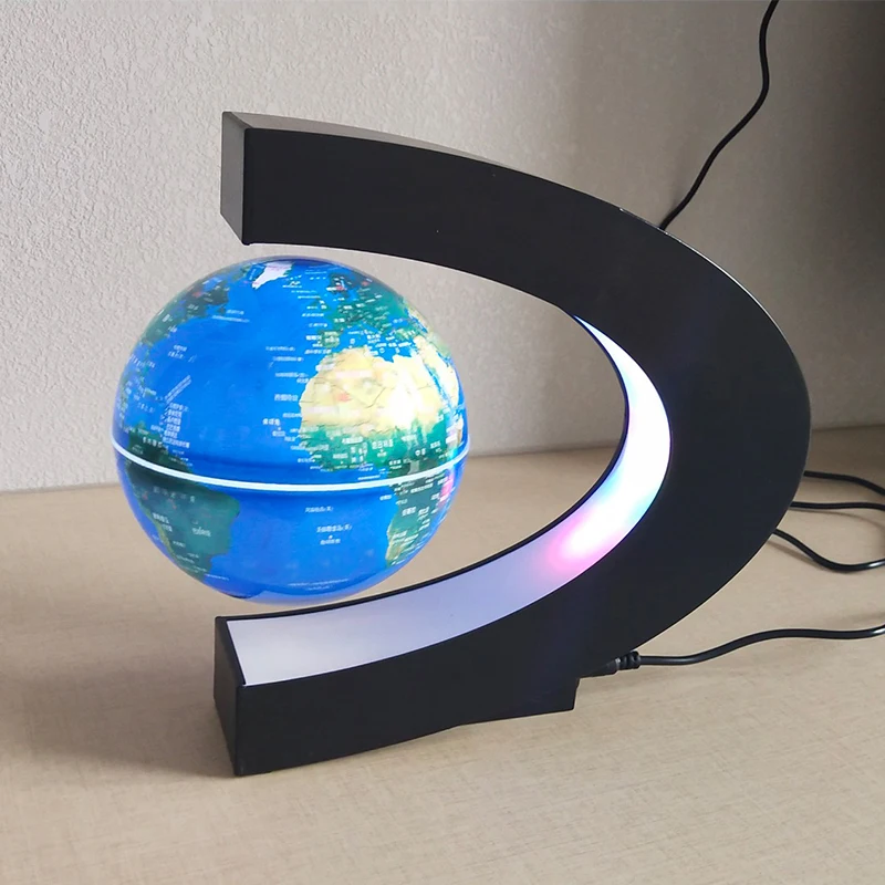 

US/EU/UK Plug Home Office Decoration LED Floating Tellurion Globe C Shape Magnetic Levitation Light World Map With LED Tellurion