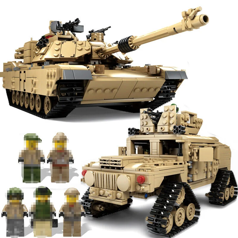 KZ 1463pcs Military Theme Tank Figure Building Blocks M1A2 ABRAMS MBT