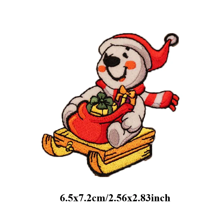 

20pcs Christmas Appliques Sled Reindeer Patch bordados parches Iron On Patches For Clothes Jacket Decor Embroidered Patchwork