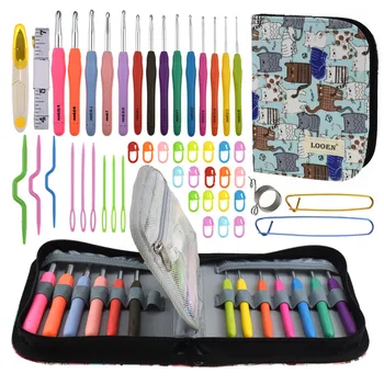 

14Size Extra Long 2.0mm-10.0mm Crochet Hooks Needles Set Ergonomic Soft Handle Knitting Needle Hooks for Arthritic Hand with Bag