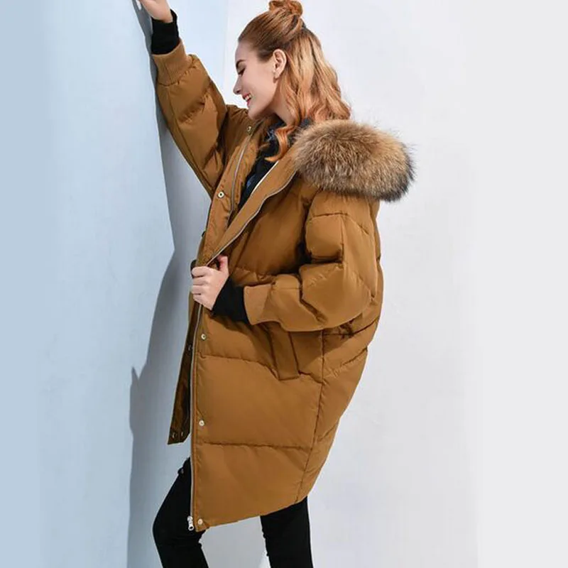 Куртка женская длинная из натурального меха енота|jacket down|jacket down womenjacket style |
