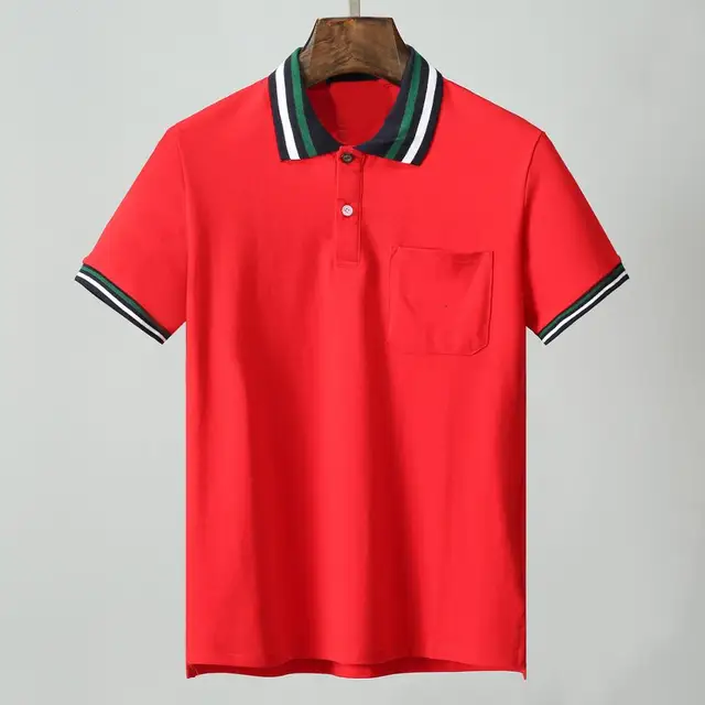 High New Novelty 2018 Men Embroidered stripes Pocket Fashion Polo