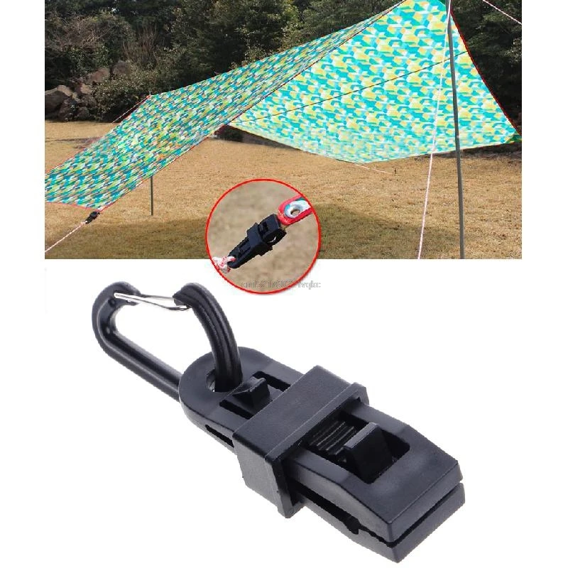 

Camping Awning Tarp Clips Clamp Tent Hanger Survival Emergency Snap Buckle Tool