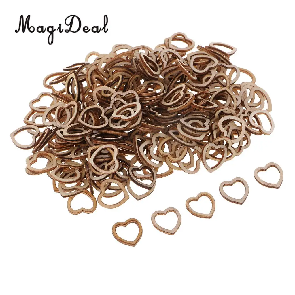 250pcs Natural Cut Heart Shapes Slices Natural Wood Table Ornaments Rustic Wedding Decorations Party Kids Baby Shower
