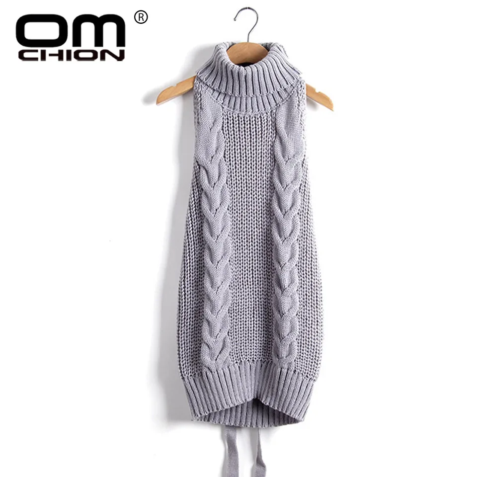 2019 Summer New Turtleneck Sleeveless Long Virgin Killer Sweater Japanes Knitted Sexy backless Women Sweaters And Pullovers WM03