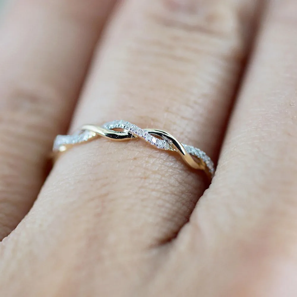 

Top quality Twisted Shape Diamon Engagement Ring Stacking Matching Band Anniversary Ring Elegant Temperament Ring wholesale#25