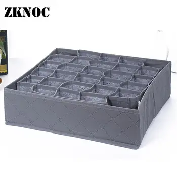

ZKNOC 30Cell Bamboo Organizer Box Foldable woven cloth Storage Box Bag Organizer Underwear Socks Panties Bra Storage containers