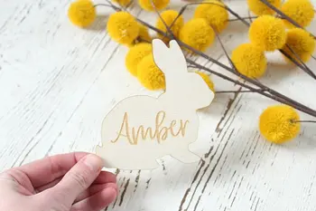 

Easter Rabbit Placecards Wood Place Cards Easter Table Setting Easter Bunny Name Cards Bunny Shape Easter Decor Birthday Favor