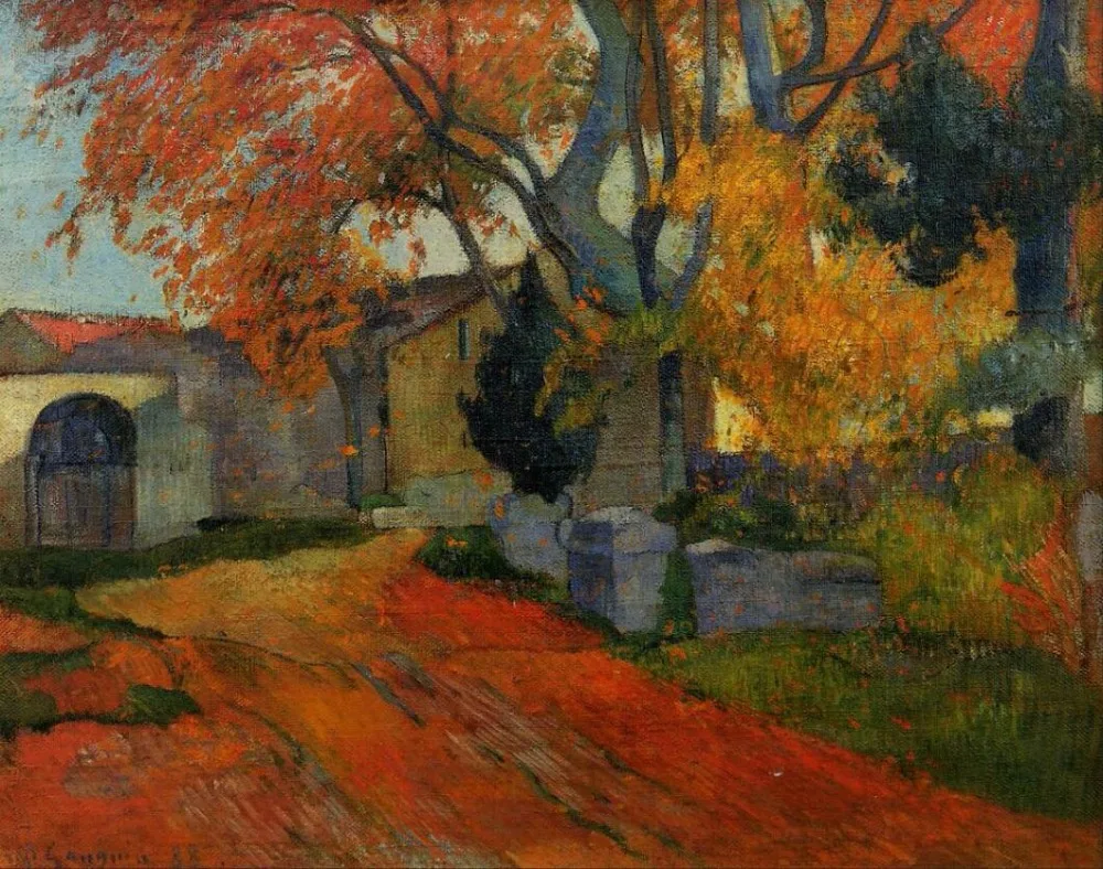 

High quality Oil painting Canvas Reproductions Lane at alchamps, Arles (1888) by Paul Gauguin hand painted