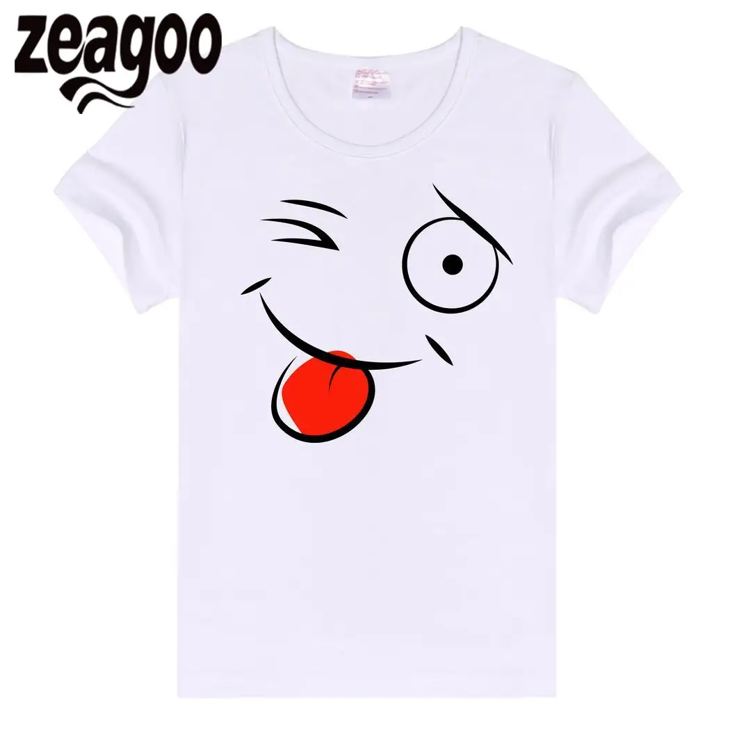 Zeagoo Fit Повседневное, шеи экипажа Slim Для женщин мягкий короткий рукав Футболка белый гримасу 00