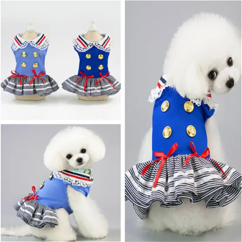 

Fashion 100% Cotton Pet Dress Lovely Lace Collar Dress summer dress pet cat summer cotton dress