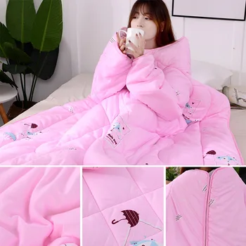 

Newly Multifunction Lazy Quilt with Sleeves Winter Warm Thickened Washed Quilt Blanket