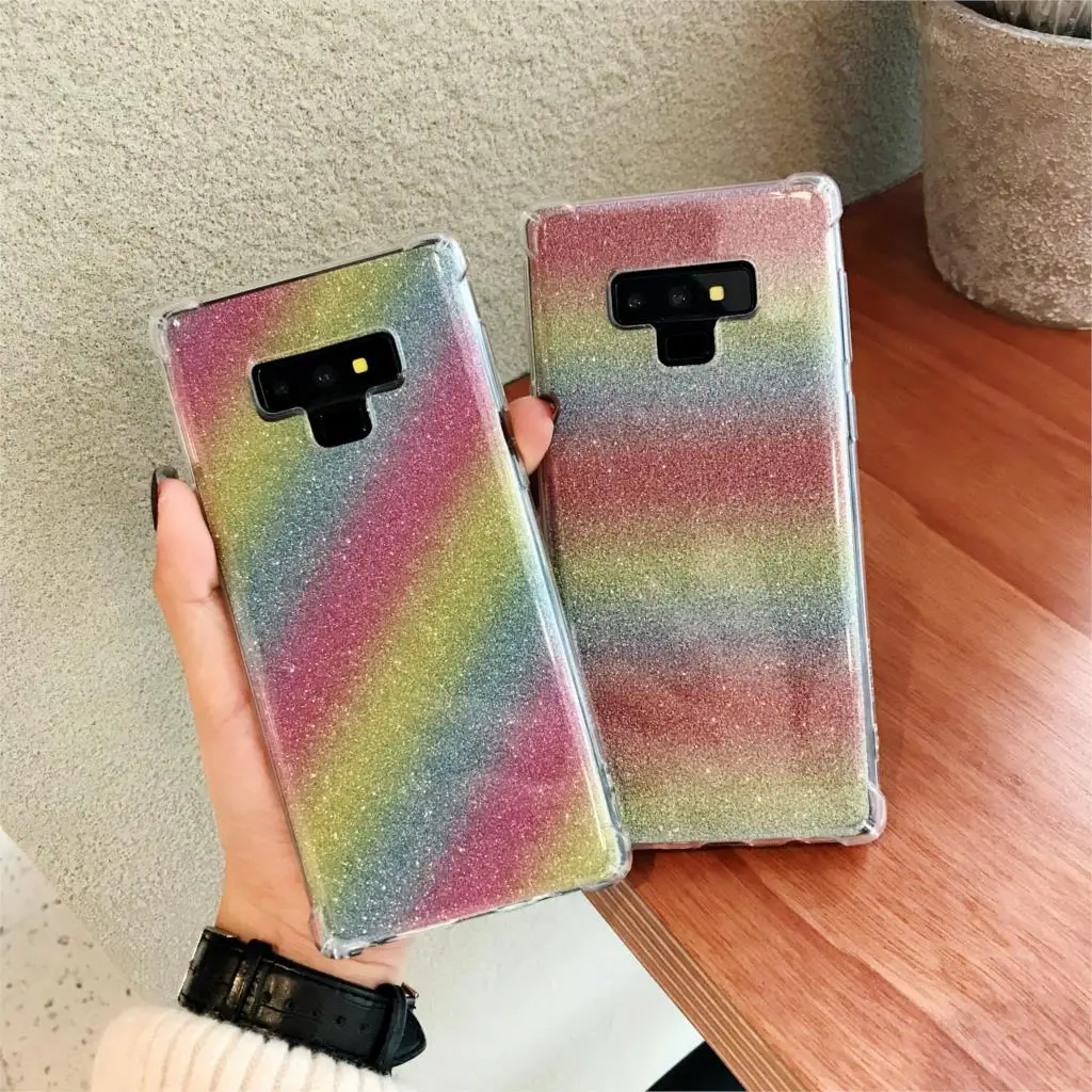 Защитный градиентный лазерный чехол Aurora для Samsung Galaxy Note 9 8 S10 Plus S10E силиконовый из