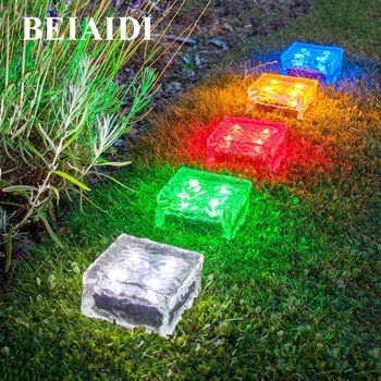 

BEIAIDI Ice Brick Solar Underground Buried Lamp Outdoor Garden Ice Cube Ground Light Pathway Paver Patio Deck Road Security Lamp