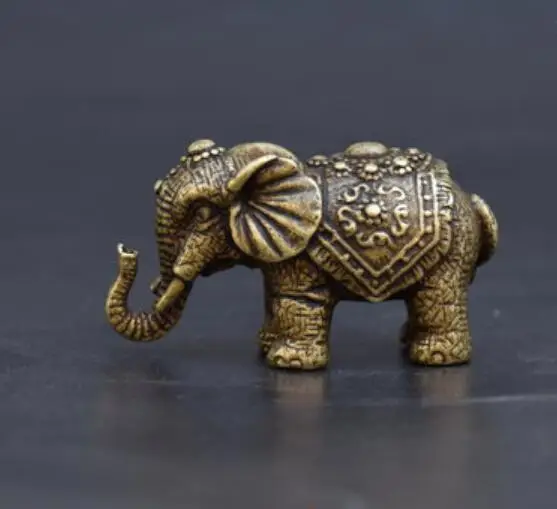 

China collection archaize solid brass Elephant Small statue