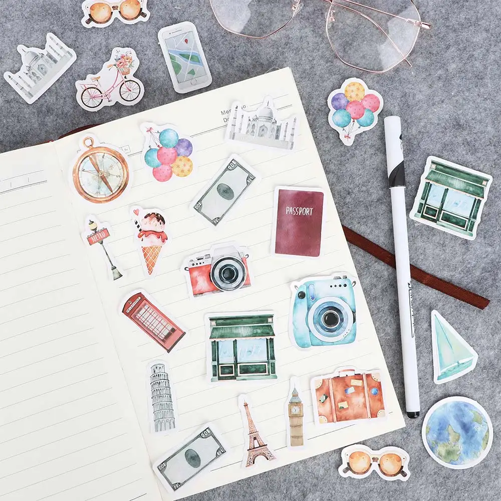 

45 Pcs/lot Classic Beautiful Vacation Scrapbooking and Travel Diary Stickers for Album Waterproof Labels Office School