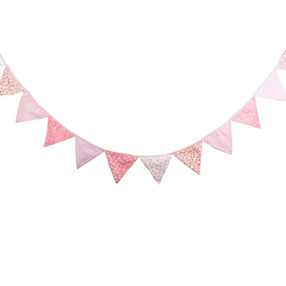 12pcs pink banner pennant mini triangle flag sweet bunting banner pink