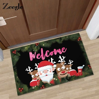 

Zeegle Christmas Carpet For Living Room Non-slip Kids Room Floor Mat Bath Mats Bedroom Bathroom Rug Absorbent Doormat